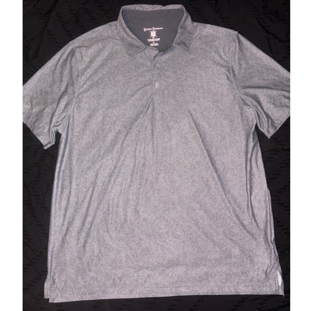 Hickey Freeman Men's Gray Jacquard Moisture‎ Wicking Golf Polo Shirt, XL